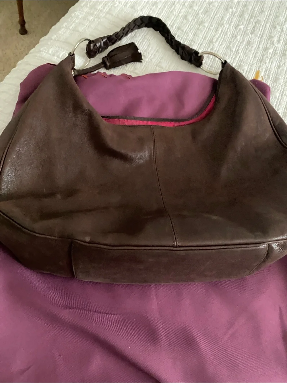 SCHUHMANN made in  Vienna, Austria large chocolate brown leather tote.